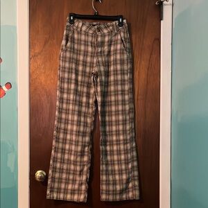 Plaid High-Waisted Pants
